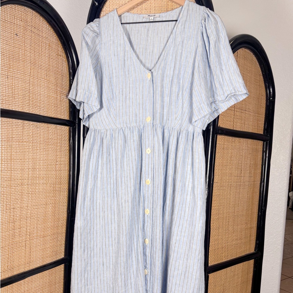 Madewell Blue Striped Button-Down Dress
